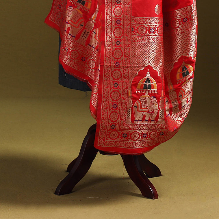 Purple - bangalore silk paithani dupatta 01 - handcrafted