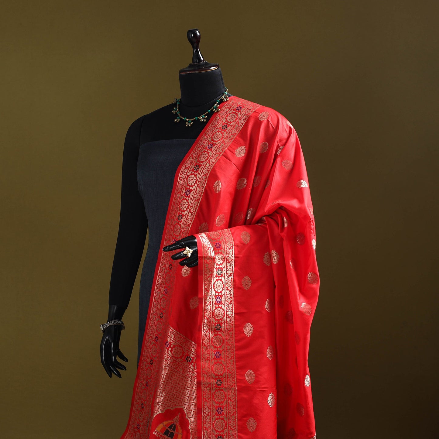 Purple - bangalore silk paithani dupatta 01 - handcrafted