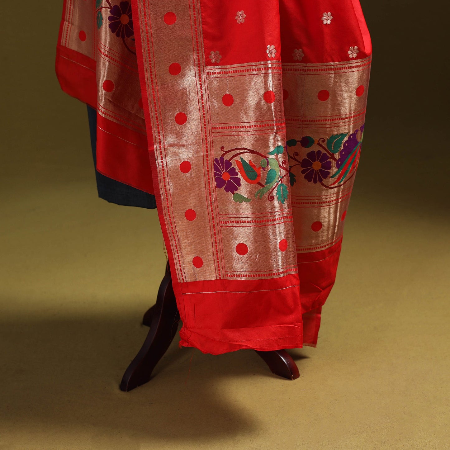 Purple - bangalore silk paithani dupatta 02 - handcrafted