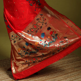 Red - bangalore silk paithani saree 03 - handcrafted