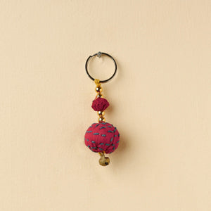Red Banjara Embroidery Handmade Keychain 
