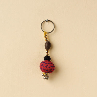  Red Banjara Embroidery Handmade Keychain 