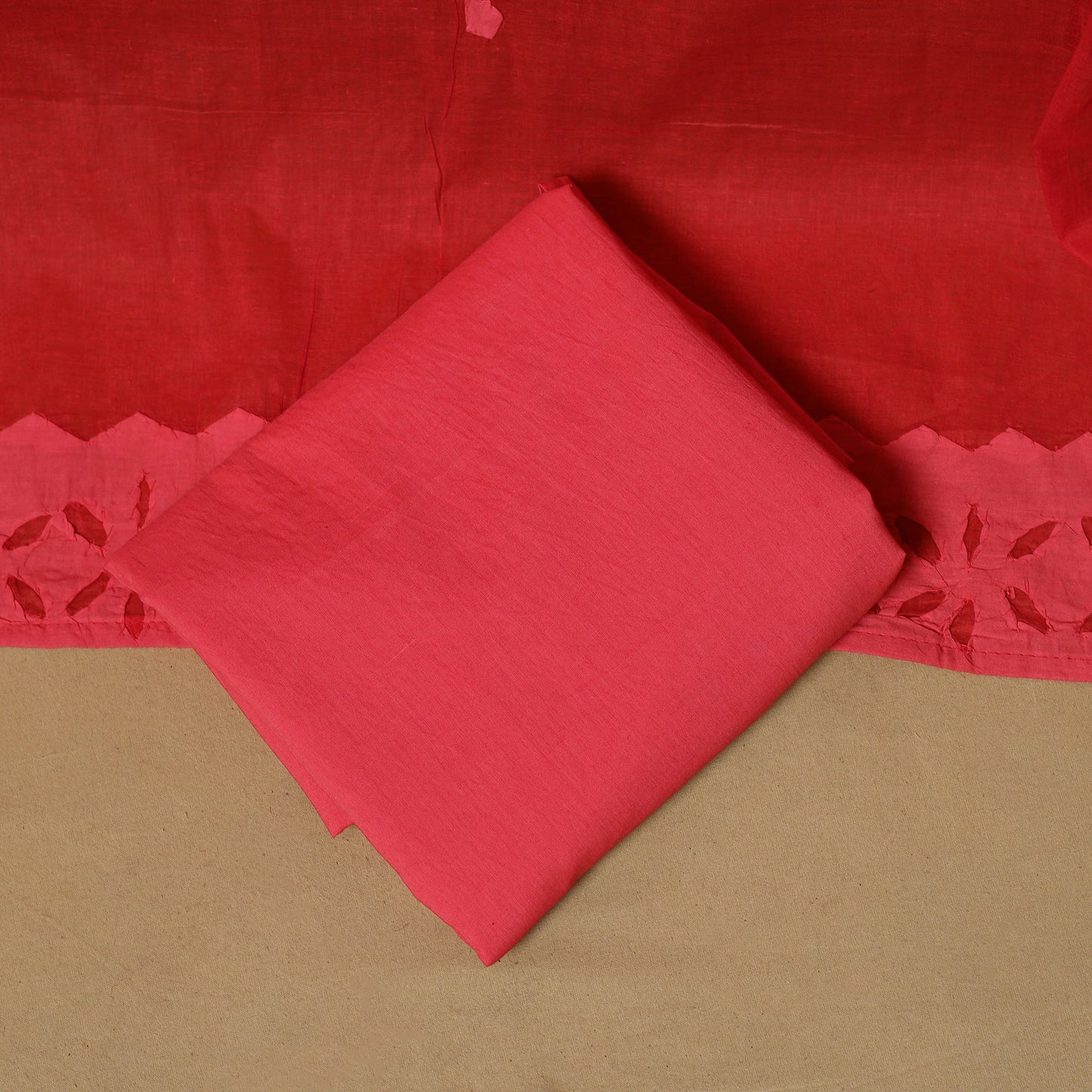 Barmer applique cut work cotton 3pc unstitched dress