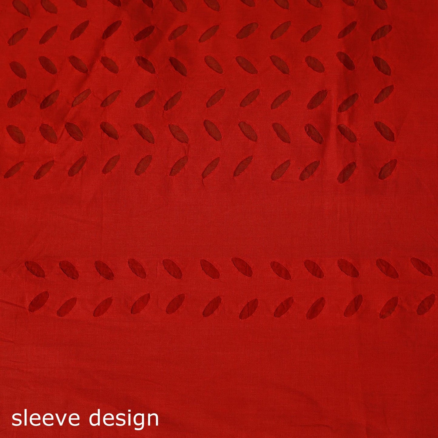 Red - barmer cut work cotton applique 3pc unstitched dress