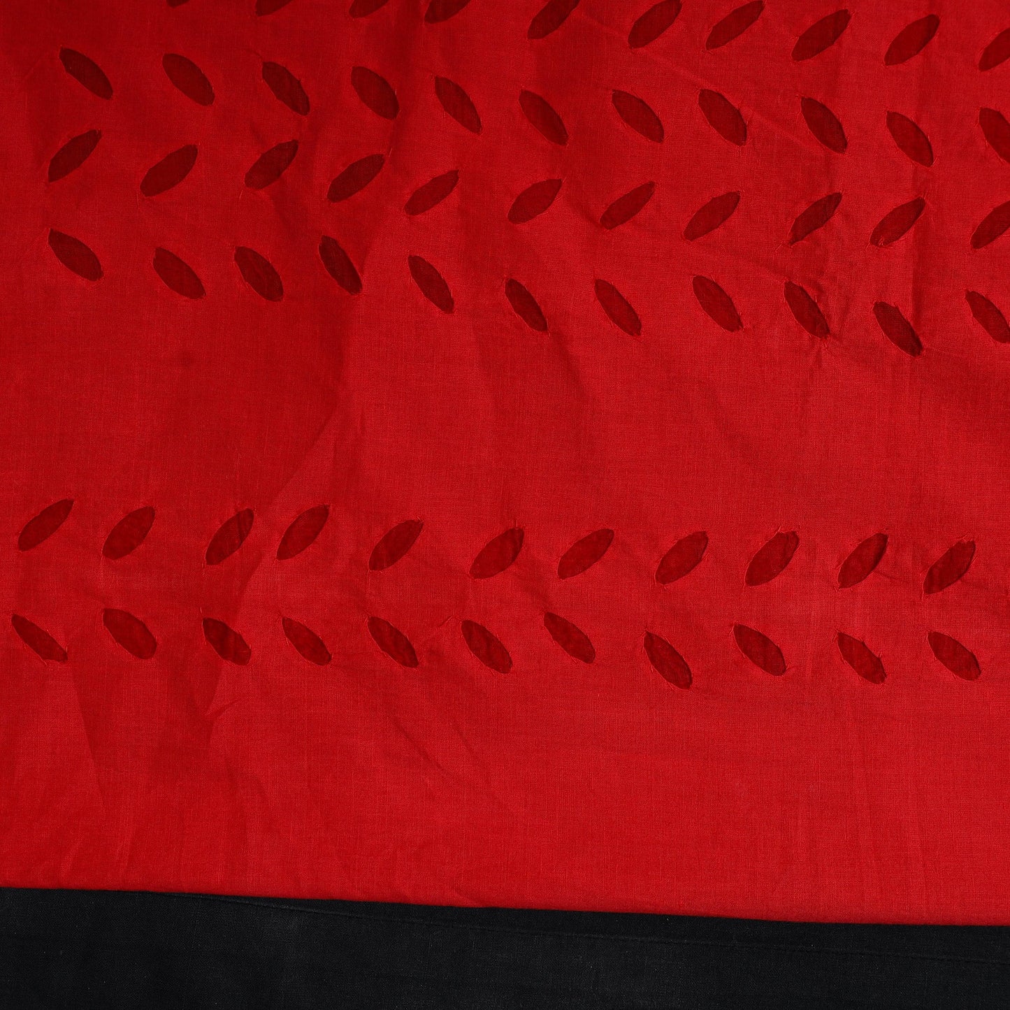 Buy Red 3pc Cut Work Cotton Barmer Applique Dress Material