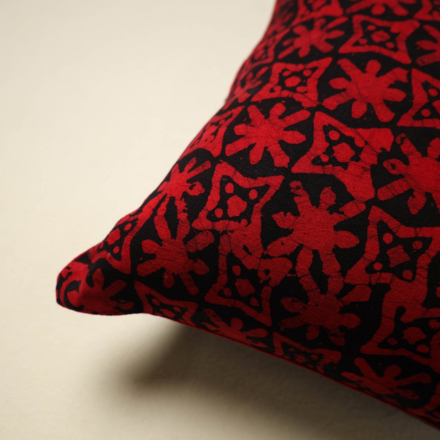 Red Batik Print Cotton Cushion Cover