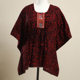 Buy Red Batik Cotton Kaftan with Desert Embroidery
