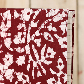 Red - Batik Fabric Cover Handmade Paper Notebook (7 x 5 in)