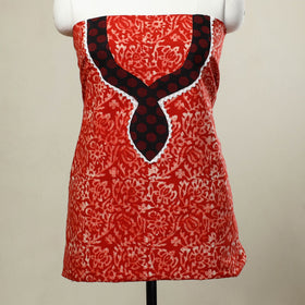 Red - batik patchwork cotton unstitched kurta material