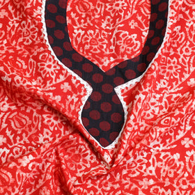 Red - batik patchwork cotton unstitched kurta material