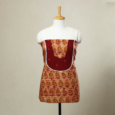 Buy Red Batik Print Patchwork Cotton Kurta Material