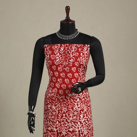 Red - batik patchwork cotton unstitched kurta material