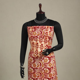 Red - batik patchwork cotton unstitched kurta material