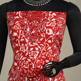 Red - batik patchwork cotton unstitched kurta material
