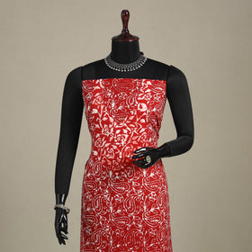 Red - batik patchwork cotton unstitched kurta material