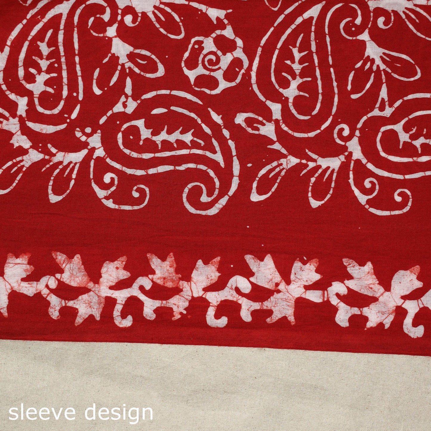 Red - batik patchwork cotton unstitched kurta material