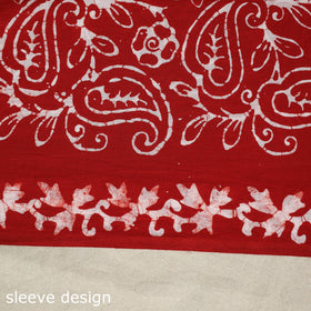 Red - batik patchwork cotton unstitched kurta material