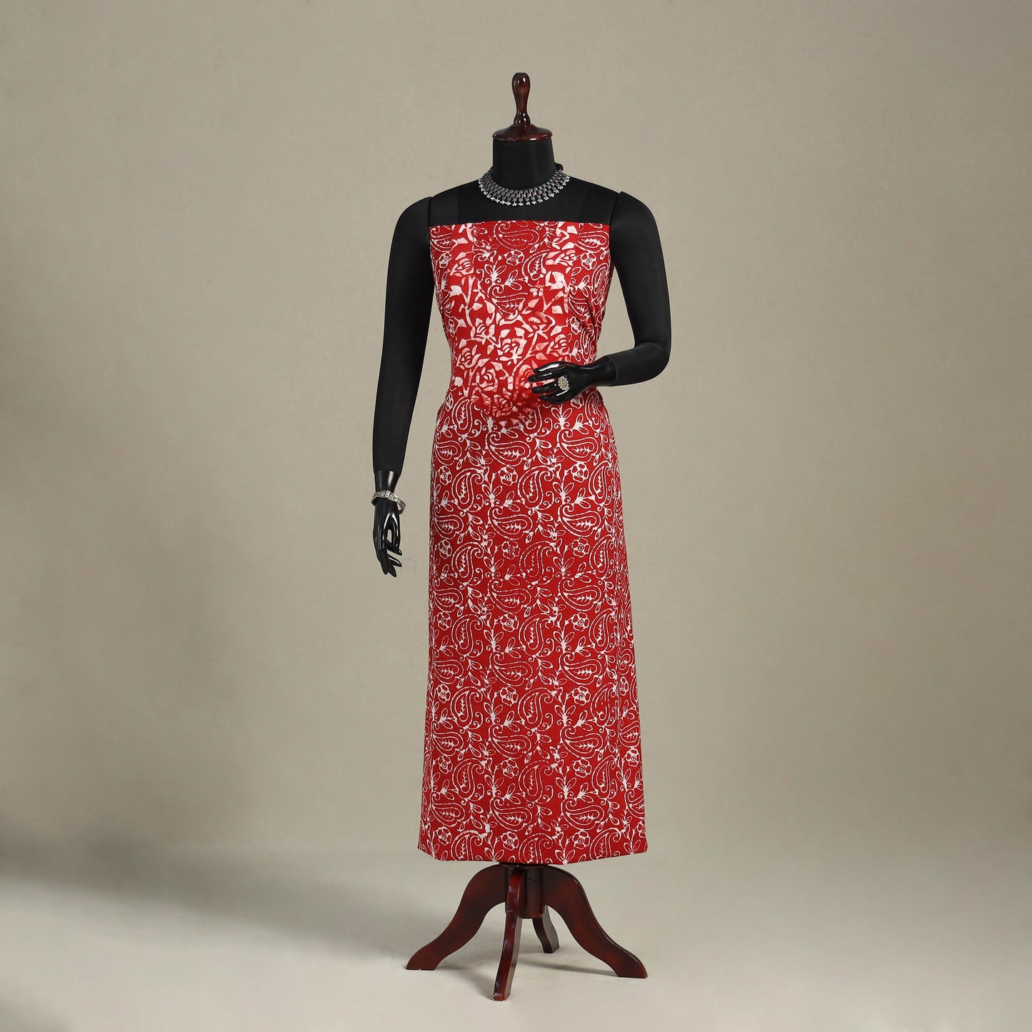 Red - batik patchwork cotton unstitched kurta material