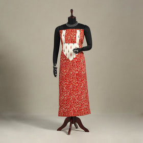 Red - batik patchwork cotton unstitched kurta material