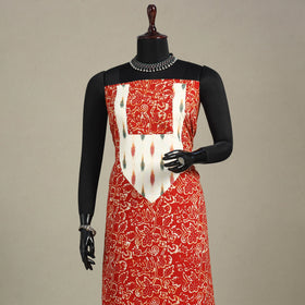 Red - batik patchwork cotton unstitched kurta material