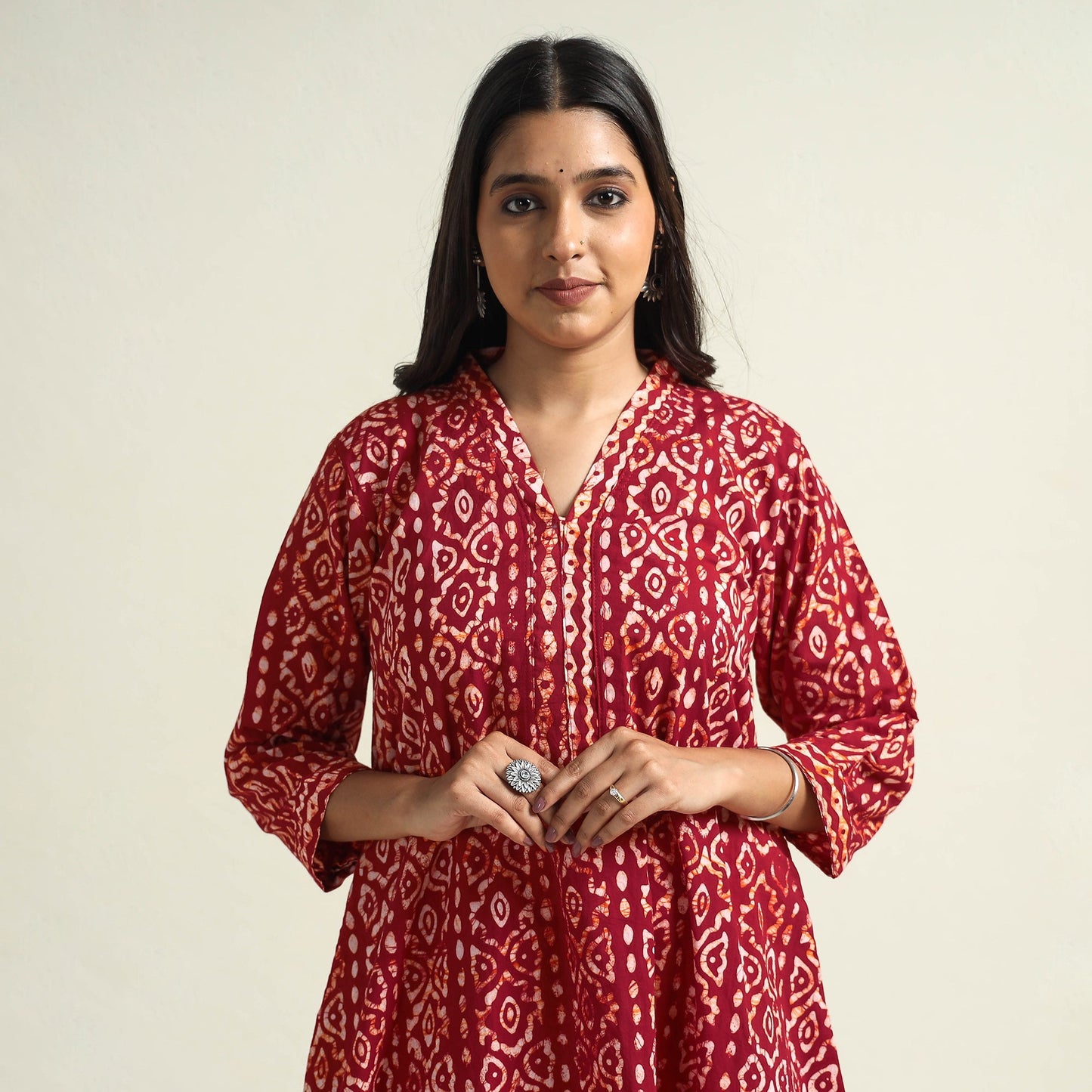   Batik Printed Cotton Kurta with Palazzo Set Online l iTokri.com
