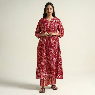   Batik Printed Cotton Kurta with Palazzo Set Online l iTokri.com