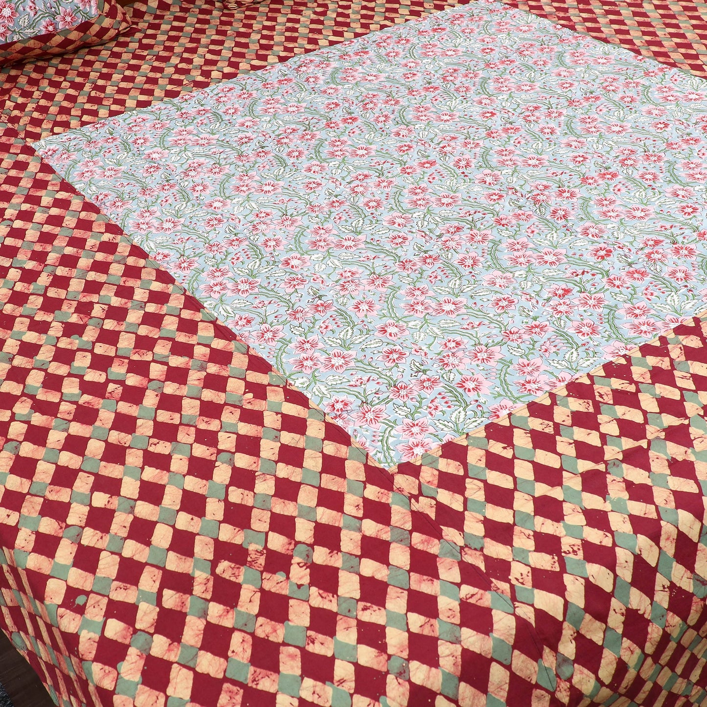 Buy Batik Print with Sanganeri Patch Cotton Bedsheet Set