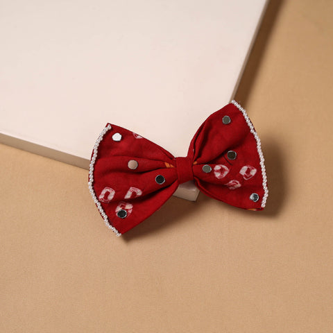 Bead mirror work women’s bow hair clip 03 - handcrafted