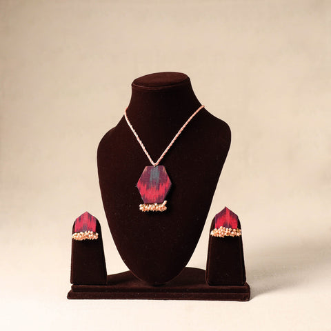 Red Bead Work Fabart Necklace Set