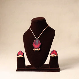 Red Bead Work Fabart Necklace Set