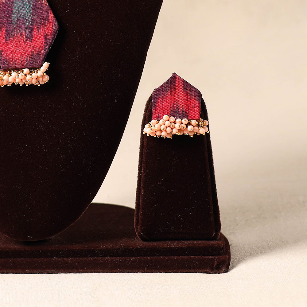 Red Bead Work Fabart Necklace Set