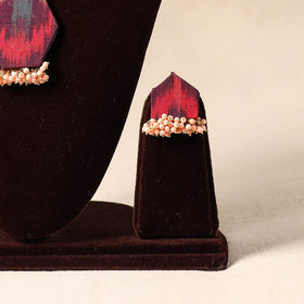 Red Bead Work Fabart Necklace Set