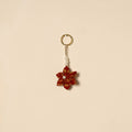 Beaded fabart flower keychain 04 - handcrafted