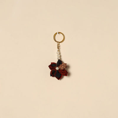 Beaded fabart flower keychain 11 - handcrafted