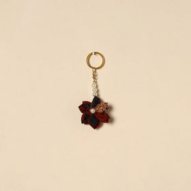 Beaded fabart flower keychain 11 - handcrafted