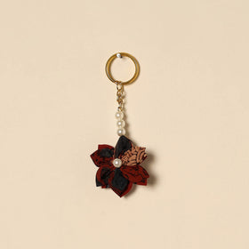 Beaded fabart flower keychain 11 - handcrafted