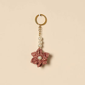 Beaded fabart flower keychain 16 - handcrafted