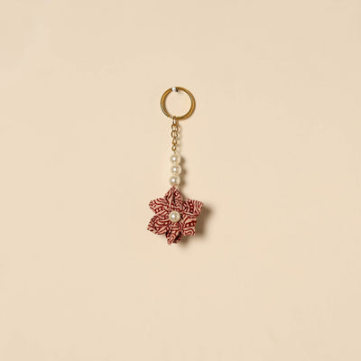 Beaded fabart flower keychain 16 - handcrafted