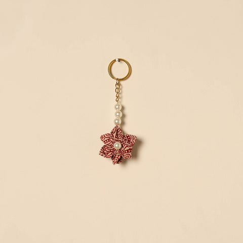 Beaded fabart flower keychain 16 - handcrafted