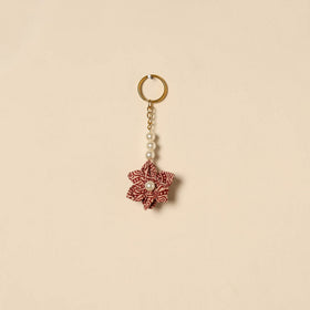 Beaded fabart flower keychain 16 - handcrafted