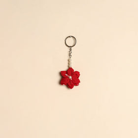 Beaded fabart flower keychain 40 - handcrafted