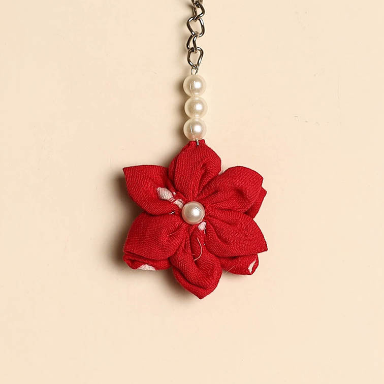 Beaded fabart flower keychain 40 - handcrafted