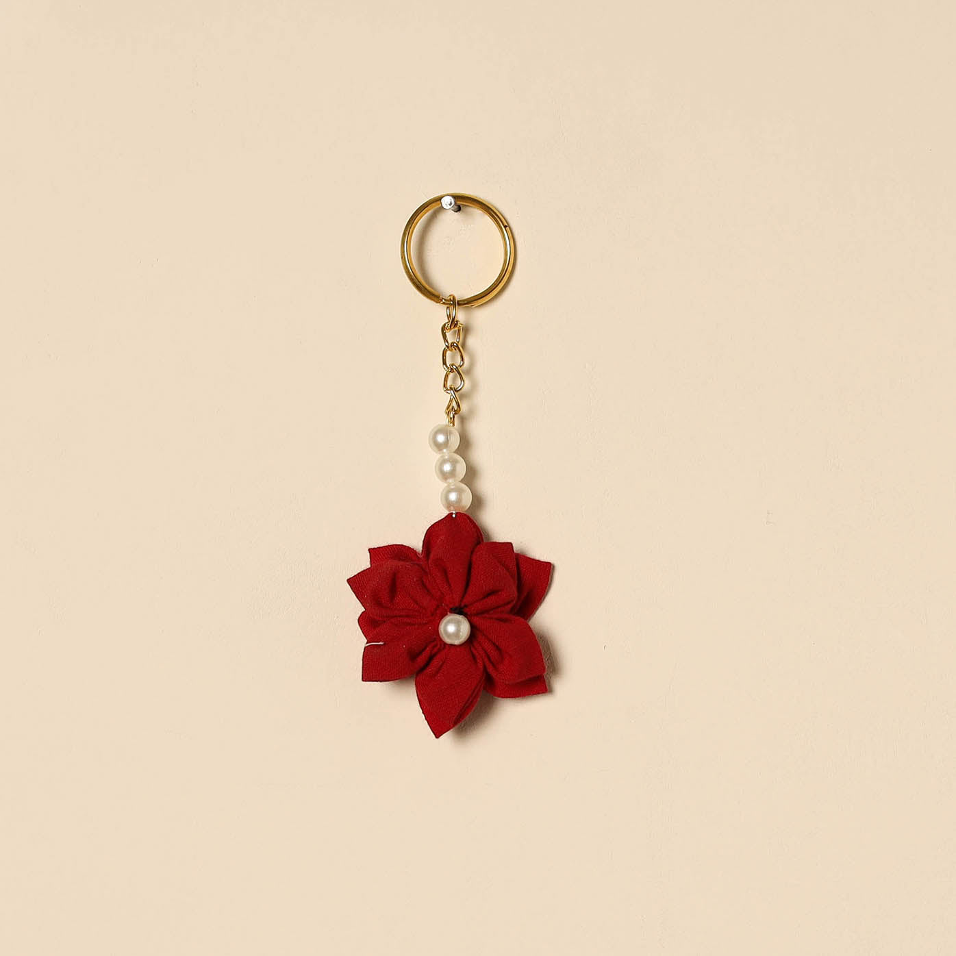 Beaded fabart flower keychain 57 - handcrafted