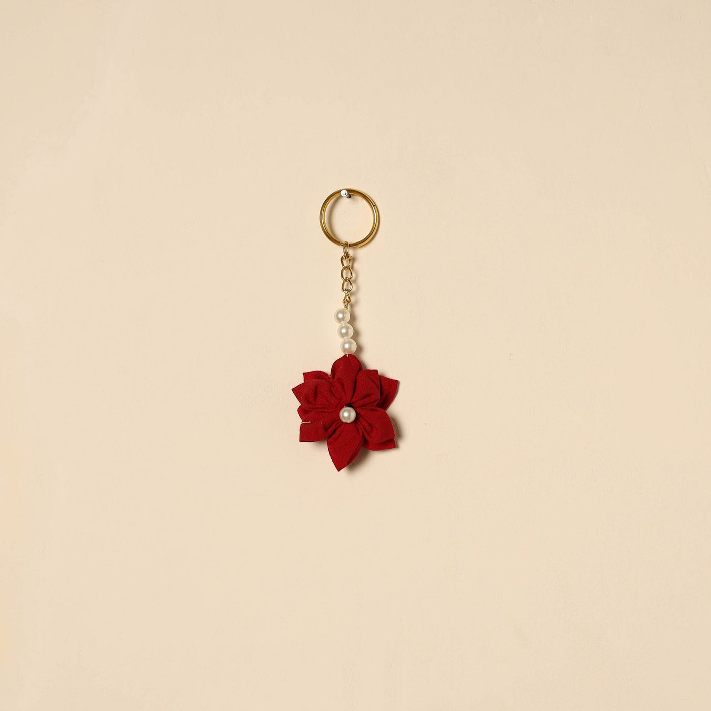 Beaded fabart flower keychain 57 - handcrafted