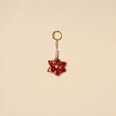 Beaded fabart flower keychain 60 - handcrafted