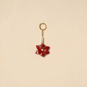 Beaded fabart flower keychain 60 - handcrafted