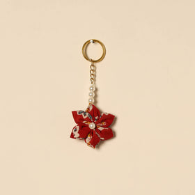 Beaded fabart flower keychain 60 - handcrafted
