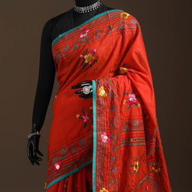 Bengal chanderi silk hand embroidered saree 16 - handcrafted