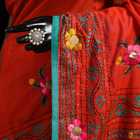 Bengal chanderi silk hand embroidered saree 16 - handcrafted