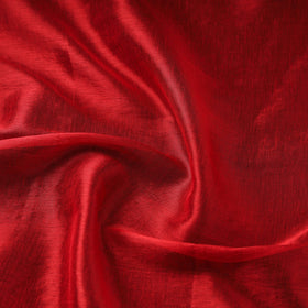 Red - bengal fine tissue zari plain fabric 08 - handcrafted